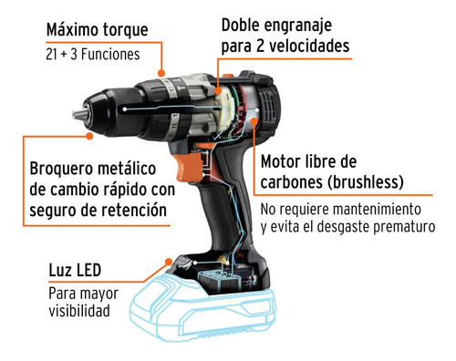Rotomartillo Inalambrico 1/2' Sin Accesorios Truper Max-20rs