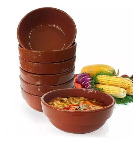 Imagen 1 de 7 de Cazuela Barro 17 Cms.set X 6 Unidades Esmaltadas D+m Bazar