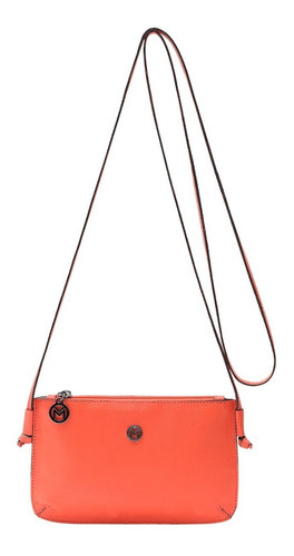 Bolsa Feminina Couro Legítimo Transversal Zíper Mariart 200 Cor Coral