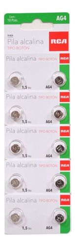 Pilas Baterias Rca Ag4 Botón - 1.5 V Pack De 10 Unidades