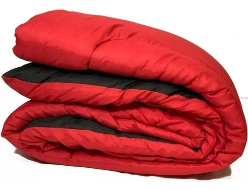 Acolchado 2 Plaza Y Media Reversible 2 Tonos 220x230 Premium Rojo Y Negro Lisa