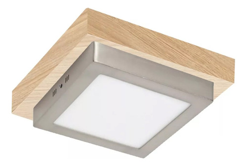 Plafon Led Negro Madera 18w Techo Aplique Nordico Puraluz