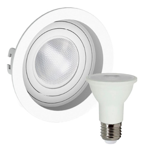 Kit 27 Spot Embutir Par20 Redondo Recuado + Lampada Led 7w