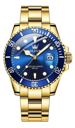 Reloj De Cuarzo Para Hombre Fantasma De Agua Verde Luminoso Color Del Fondo Golden/blue