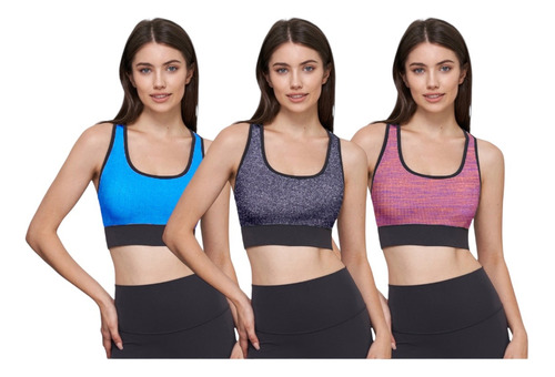 Crop Top Licrado Para Dama X 3 Unidades Ejercicio Gimnasio 