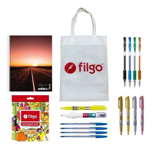 Imagen 2 de 2 de Kit Escolar Filgo Universitario Secundario + Cuaderno Fg609