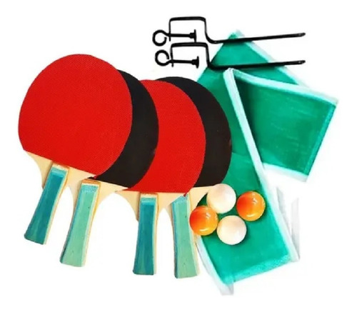 Imagen 2 de 6 de Set Ping Pong 4 Paletas 4 Pelotas Red Soportes Juego