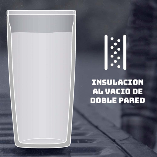 Termo Vaso De Acero Inoxidable Con Tapa 600 Ml Vencort Color Negro
