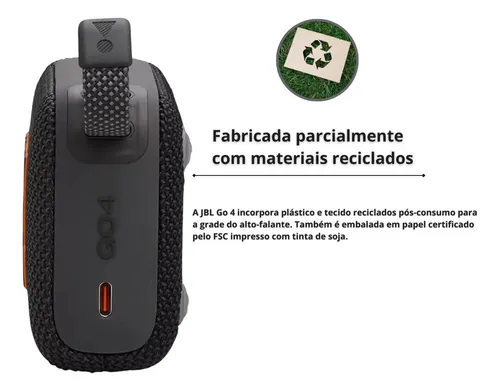 Jbl Caixa De Som Go 4 Black À Prova D'água Jblgo4blk Cor Preto 127/220v