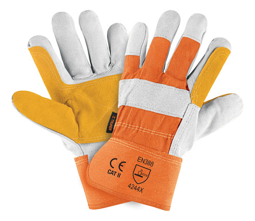 Guantes De Carnaza Y Loneta Con Refuerzo, Grande, Truper