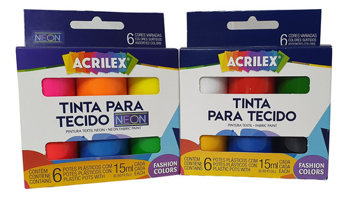 Kit Tinta Para Tecido Art Teen - Acrilex C/12 Potes De 15ml