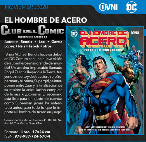 Superman El Hombre De Acero, De Bendis., Vol. 1. Editorial Ovni, Tapa Blanda, Edición 1 En Español, 2020