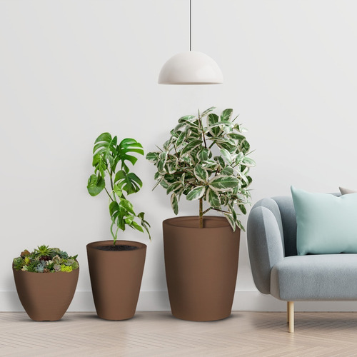 Kit 3 Vaso Polietileno Variados Planta Decoração Jardim Cd40 Cor Vermelho