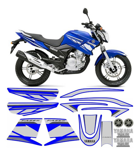 Kit Adesivos Yamaha Fazer Blue Racing 250 Edition Limited Cor Azul