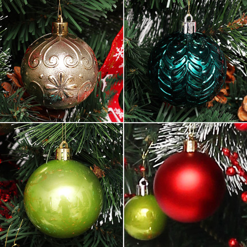 Juego De 40 Adornos Inastillables Para Árbol De Navidad