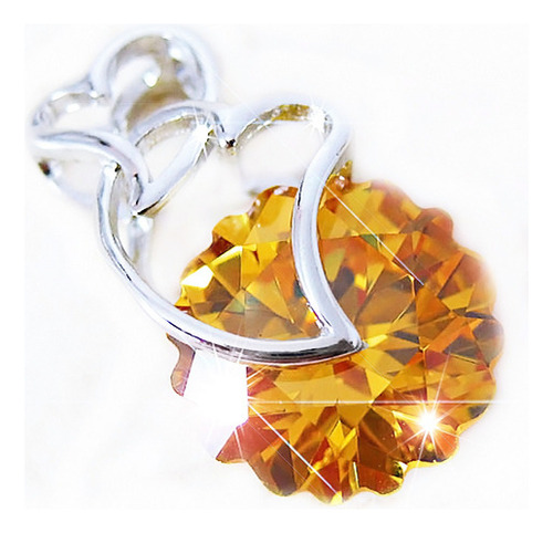 Dije Doble Corazon Con Cubic Zirconia Brunette 