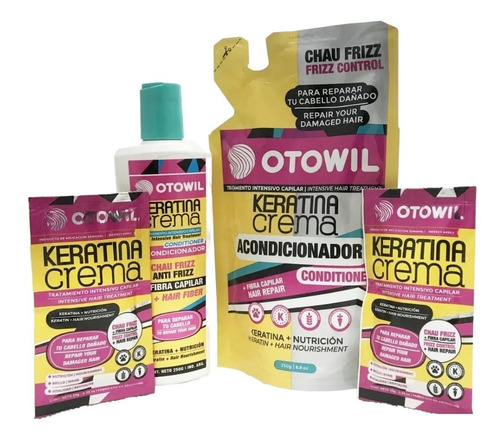 Imagen 1 de 6 de Acondicionador Keratina Otowil X250g + Doypack + Regalos