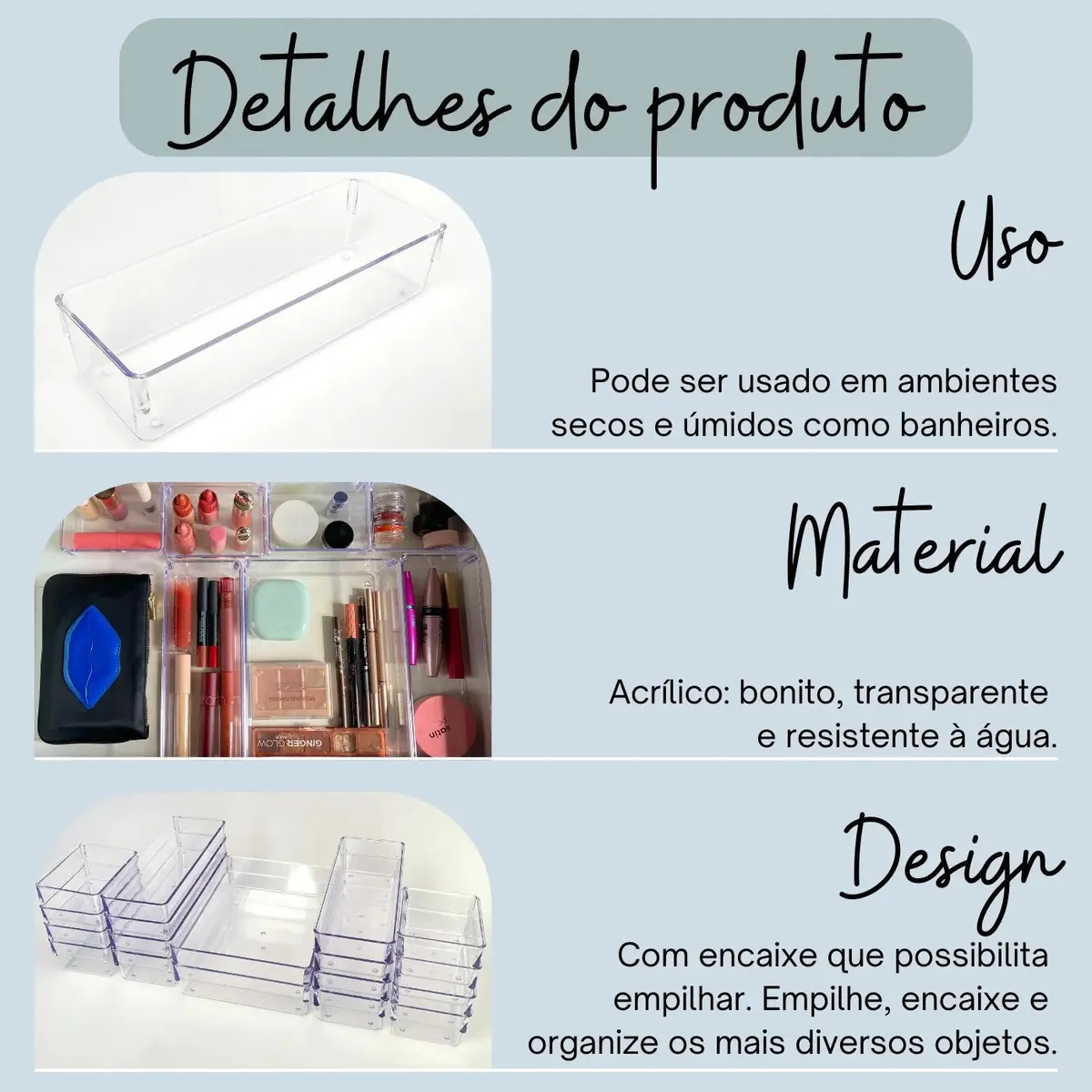 Plastutti Kit 7 Organizador Acrílico Gaveta Modular Multiuso — miniatura 4