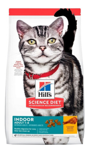 Alimento Hill's Science Diet Indoor para gato adulto sabor pollo en bolsa de 3.1kg
