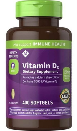 Vitamina D3 Mermber´s Mark Natural 5000 Iu 400 Softgels