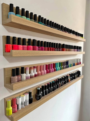 Exhibidor Madera Pared Uñas Esmaltes Pack X2 Unidades Marrón Claro