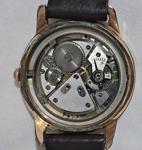 Reloj Pulsera Precimax 21 Jewels A Cuerda Años 60 Marrón Oscuro Dorado Dorado (Usado)