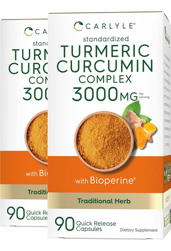 Turmeric Curcumin 3000 Mg Con Bioperine X 90 Caps. Usa