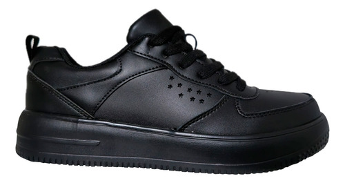 Zapatilla De Cuero Juvenil Temporada Escolar Negro 7503