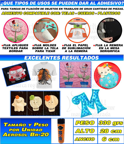 Adhesivo Temporal Spray Br20 Aplique Telas Bordados Moritzu
