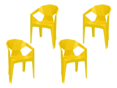 Set De 4 Sillas Para Exterior Cube - Desillas Color Amarillo Fuerte