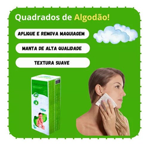 Algodão Quadrado 200 Un Hidrófilo Sem Perfume Bellacotton