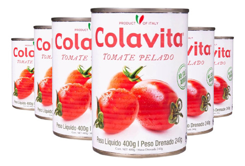 Tomate Pelado Italiano Colavita 400g (6 Unidades) Kit