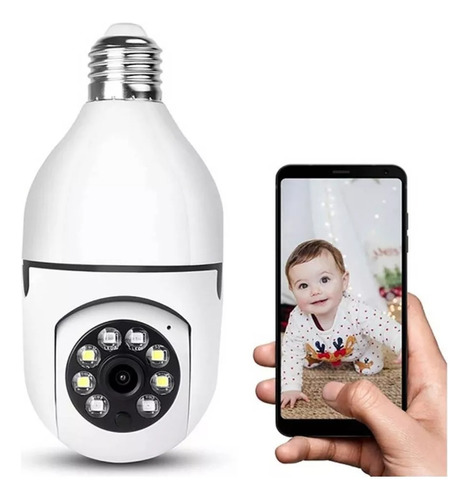 Foco Cámara Led Espía 360 De Seguridad Wifi Tiempo Real 