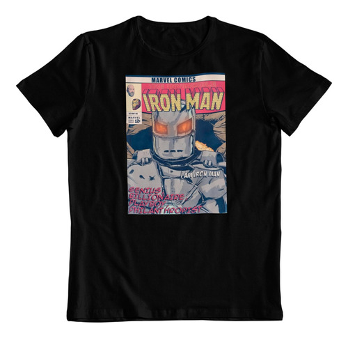 Polera Algodon Estampada Dtf El Invencible Iron Man Comic