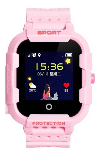 Smartwatch Wonlex KT03 1.3" caja  rosa, malla  rosa de  silicona