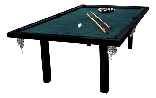 Mesa de billar Deportes Brienza Familiar Profesional de 2.4m x 1.4m x 0.8m color negro con superficie de juego de mdf, paño verde de poliéster y redes color blanco