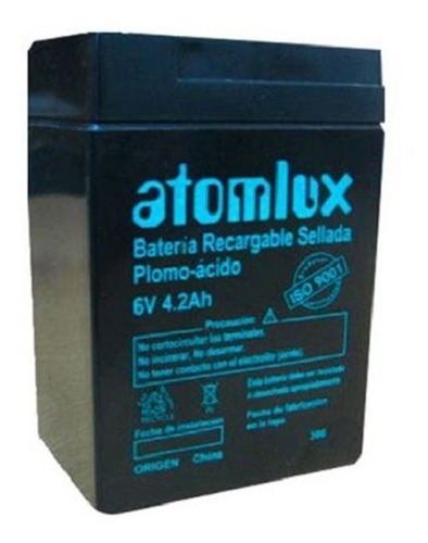 Batería Atomlux 6v 4.2ah Para Luces Emergencias Autos Motos