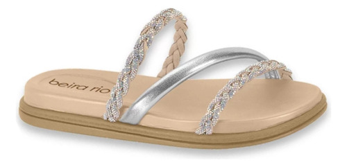 Chinelo Flat Feminino Confortável Beira Rio Tiras Strass