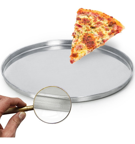 Forma Para Pizza 35 Cm Diâmetro Aluminio Borda Reforcada Pro