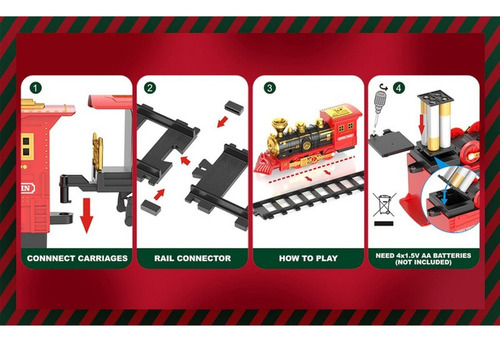 Wnn Set De Tren Navideño Con Humo, Luces Y Sonido
