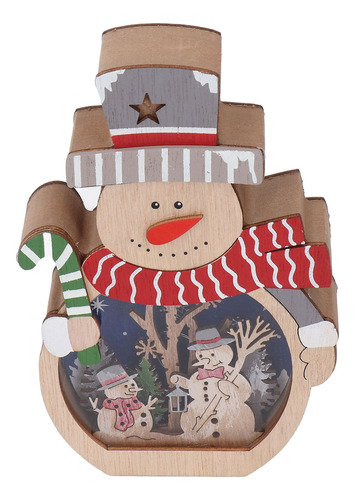 Adorno Navideño Luminoso De Madera Que Emite Luz Led