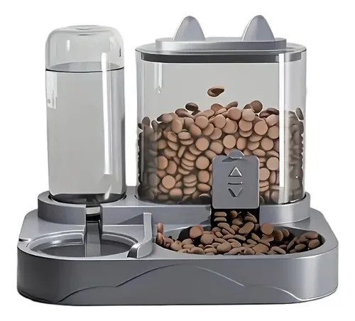 Alimentador Automático 2 En 1 Con Dispensador De Agua Grey .