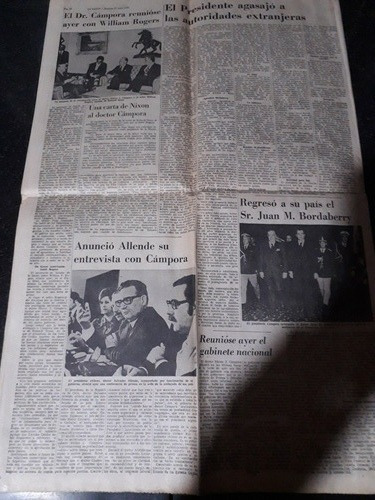Diario La Nación 27 5 1973 Ley De Amnistía Campora Allende (Usado)