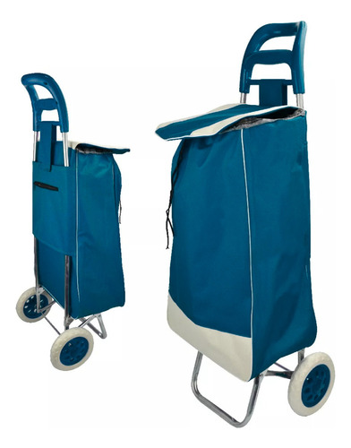 Carrinho Com 2 Rodas Dobrável De Mão Multiuso Compras Feira Cor Azul