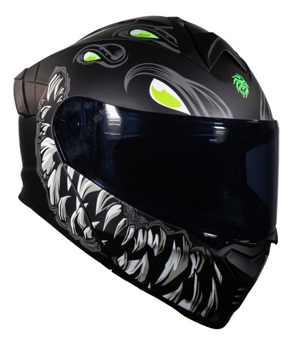 Casco Kov Thunder Toxic Negro Mate Luminicente Para Moto Tamaño del casco L (59-60 cm)