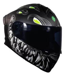 Casco Kov Thunder Toxic Negro Mate Luminicente Para Moto Tamaño del casco XL(61-62 cm)