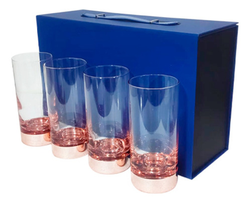 Set 4 Vasos Piscoleros Cobrizados Ember 500ml - Maleta 