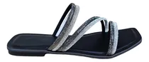 Comprar Sandália Rasteira Feminina Tira Fina Strass Brilho Conforto