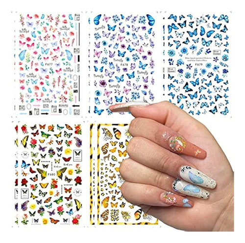 10 Hojas Mariposa Pegatinas De Uñas Autoadhesivo Calcomanias