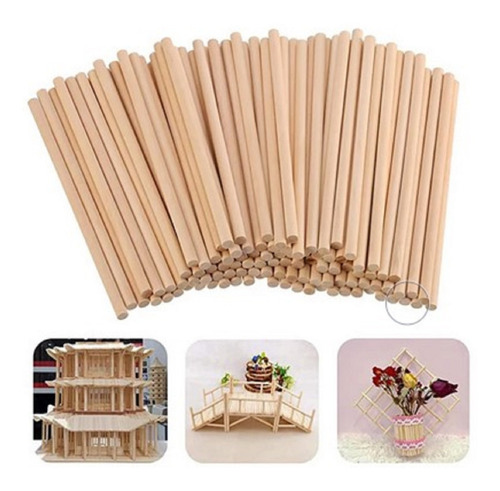 Madera De Balsa 100mm X 5mm De Diámetro 50un